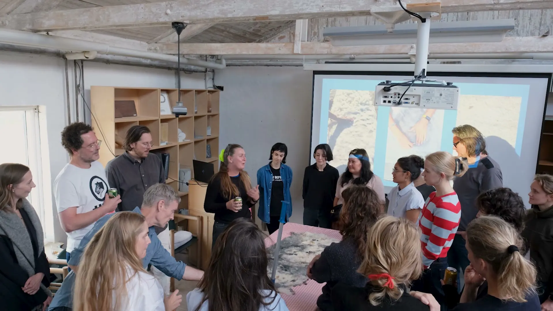 The exhibition talk in the workshop space