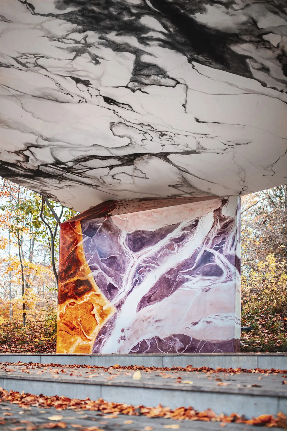 Interior of the stage under the painted roof