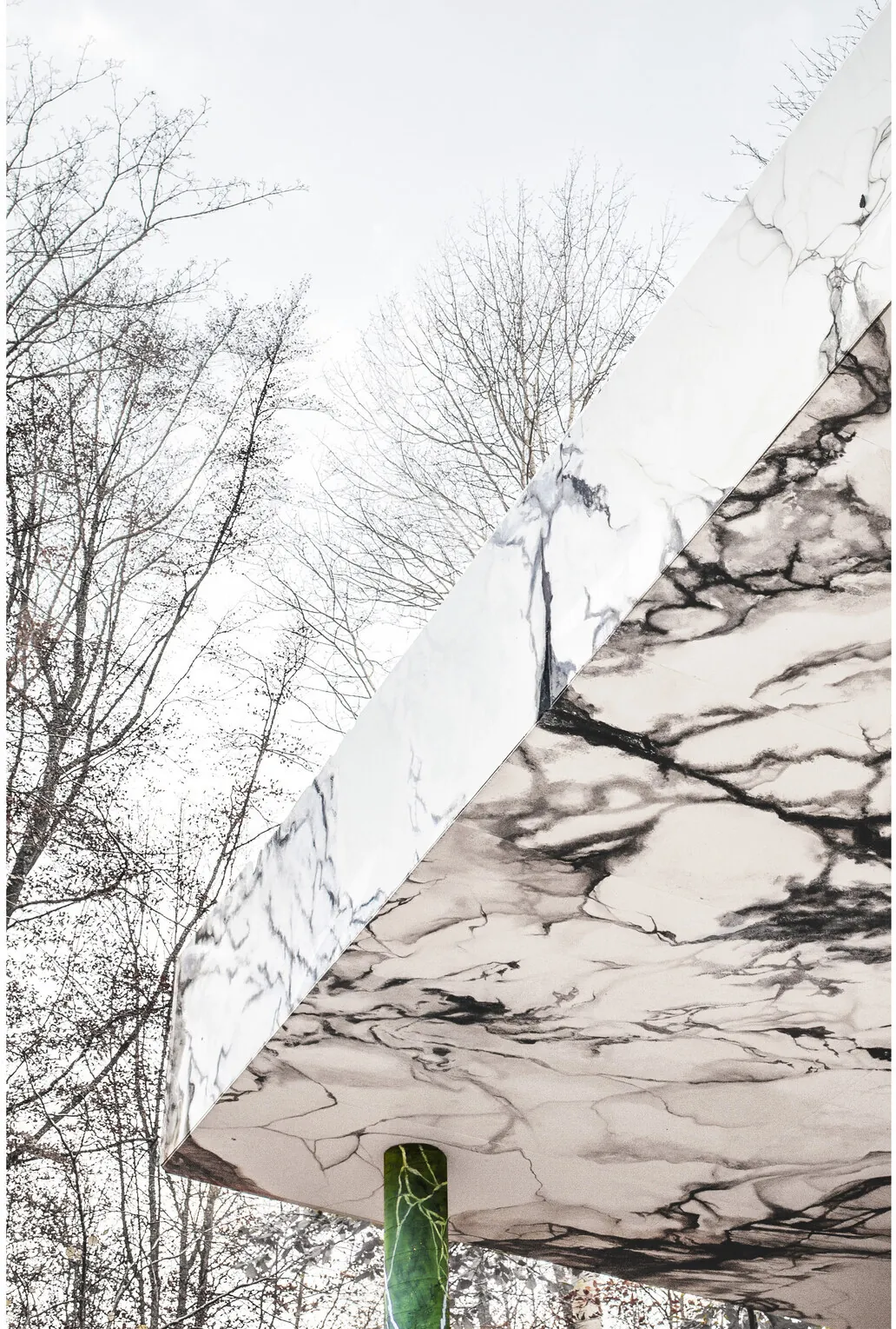 The painted soffit seen from below