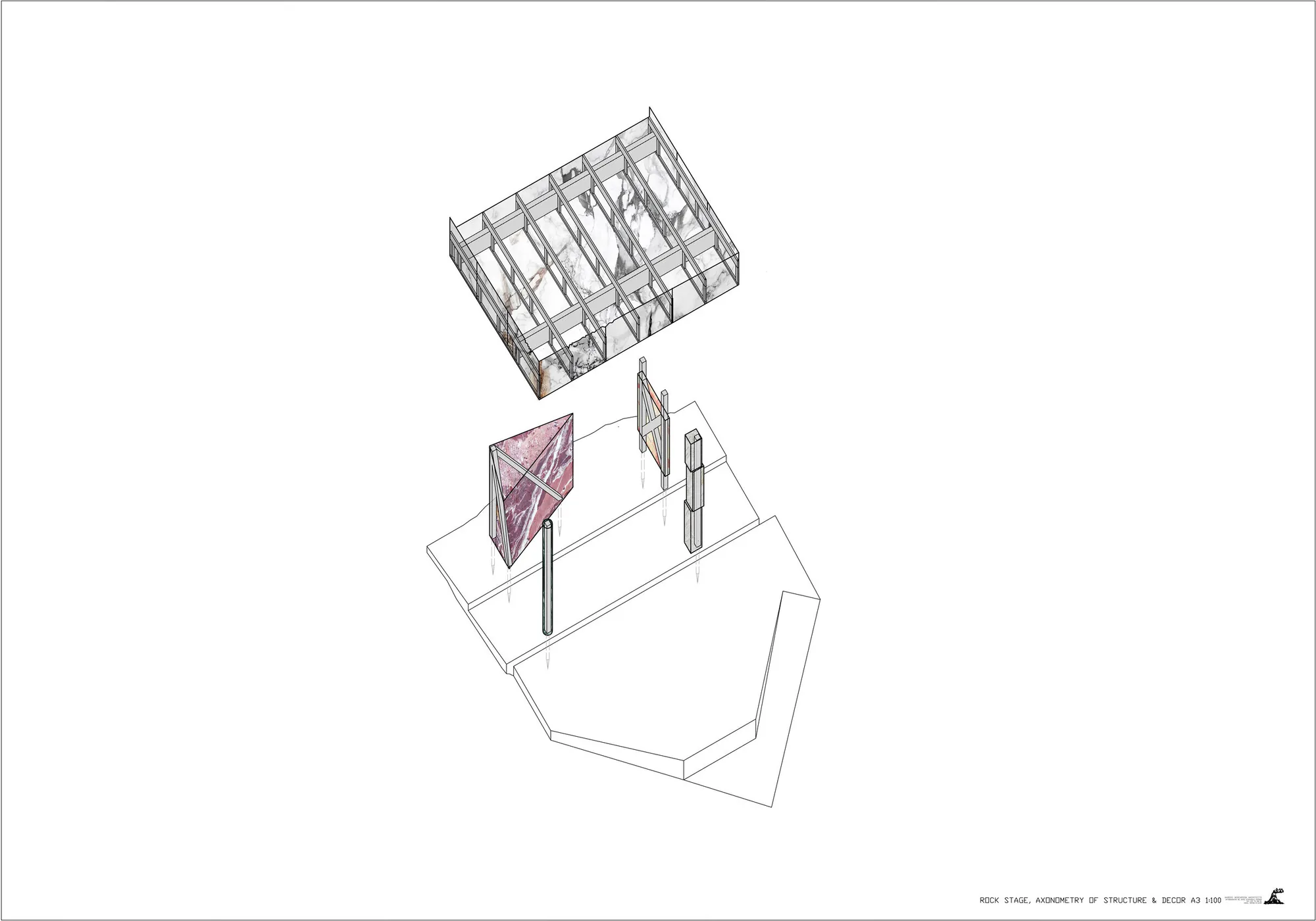 Axonometric drawing of the stage