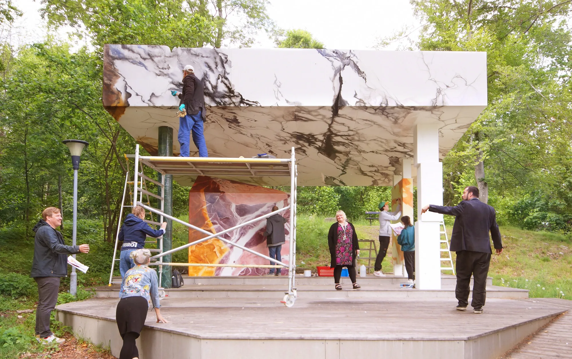 The build team on site during construction